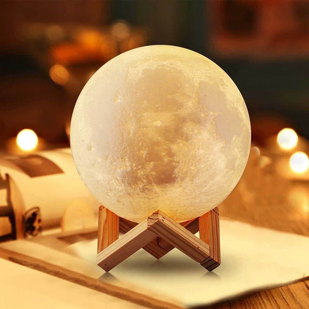 D5 Starry Moon Lamp 8cm - LED Night Light with Stand, Perfect for Bedroom Decor and Gifts